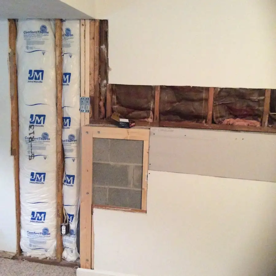 Wall insulation replacement during Basement Flood Cleanup in Thomas